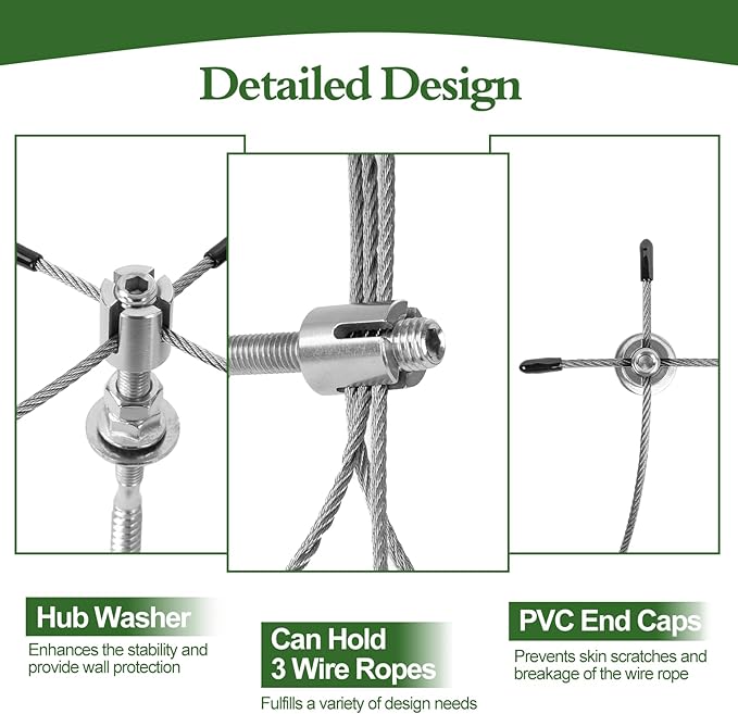 SPECILITE Wire Trellis for Climbing Plants Outdoor, 12-Set T316 Stainless Steel Wall Trellis Kit, 1/8in x 60ft Ropes with Cable Cutter, Espalier System for Fence Wall and Garden DIY
