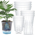 Wonderjune Self Watering Pots for Indoor Plants with Deep Reservoir and High Drainage Holes for Outdoor Plants and Flowers, Bare Root Planter(4.72'', 5.91'', 7.09'',Clear,9 Pcs)