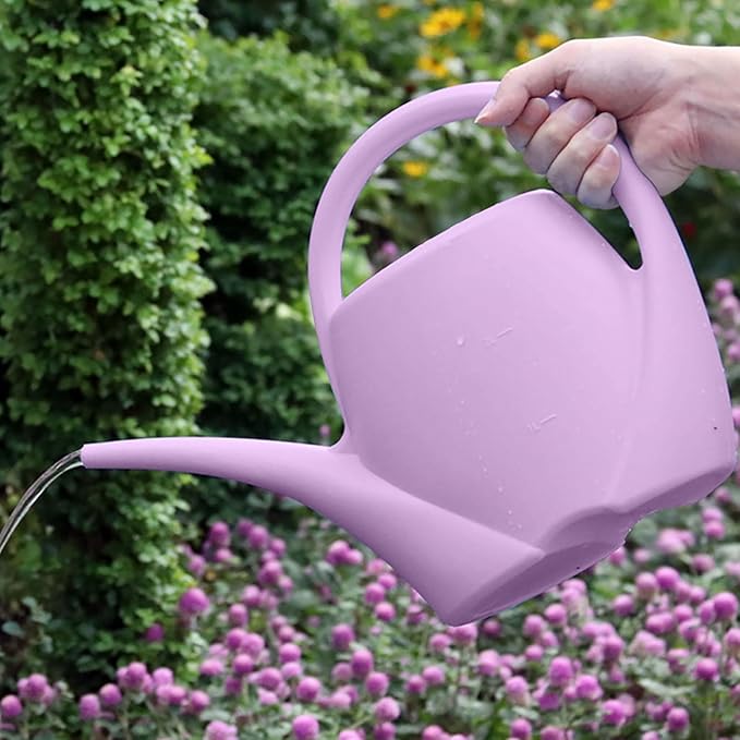 2024 New Plant Watering Can - Watering Can 1 Gallon Long Spout Watering Can, Flower Patterns Indoor Watering Can with Comfortable Handle Plastic Watering Can Outdoor for Garden Plants (Light Pink)
