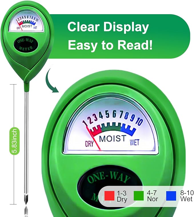 Soil Moisture Meter Tester for Plants, Soil Moisture Monitor for House Plants, Plant Water Meter Indoor & Outdoor Use, Hygrometer Sensor for Gardening, Farming, No Battery Required