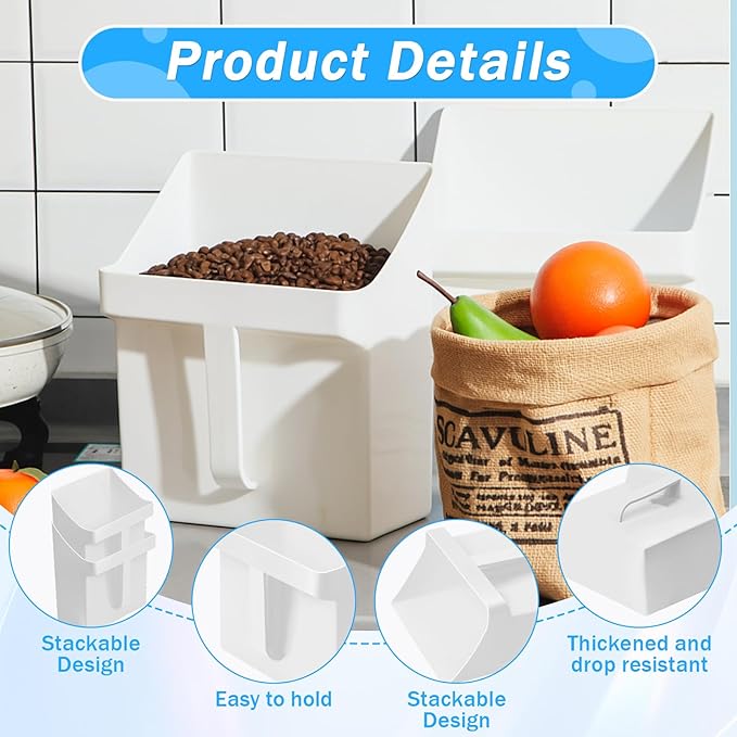 Relaxweex 2 Pcs Large Feed Scoop 128 oz Plastic Utility Grain Bird Seed Scoop Ice Seed Enclosed Bucket Shovel with Side Handle for Horse Chicken Livestock Animal Dry Food Restaurant Kitchen(White)