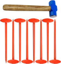 FEBTECH - Septic Tank Marker - 2.3" x 7" - Suitable Property line Markers for Protecting Your Septic Tank and Property Boundary with Solid and Sturdy Survey Stakes - Pack of 8 Pcs + 1 Hammer