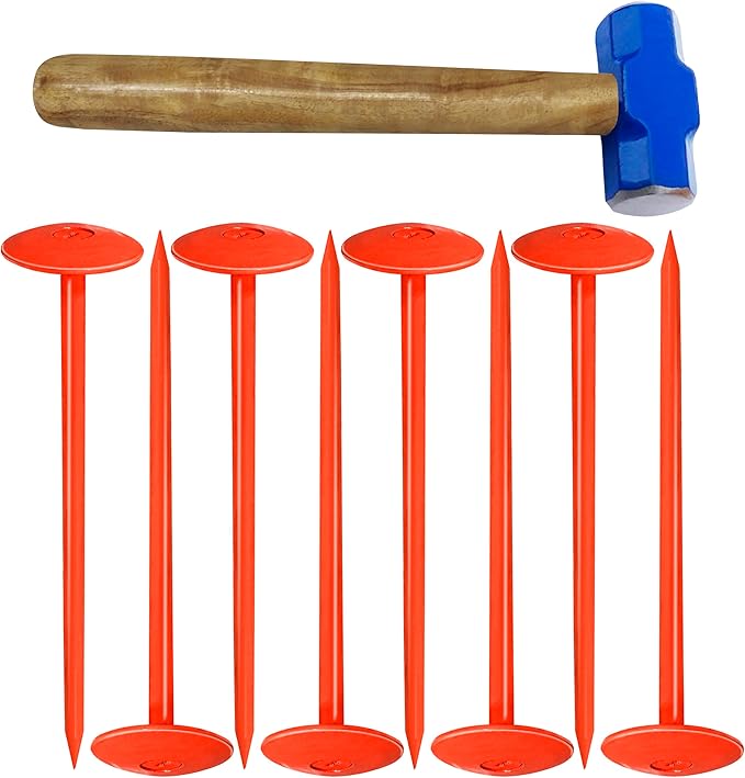 FEBTECH - Septic Tank Marker - 2.3" x 7" - Suitable Property line Markers for Protecting Your Septic Tank and Property Boundary with Solid and Sturdy Survey Stakes - Pack of 8 Pcs + 1 Hammer