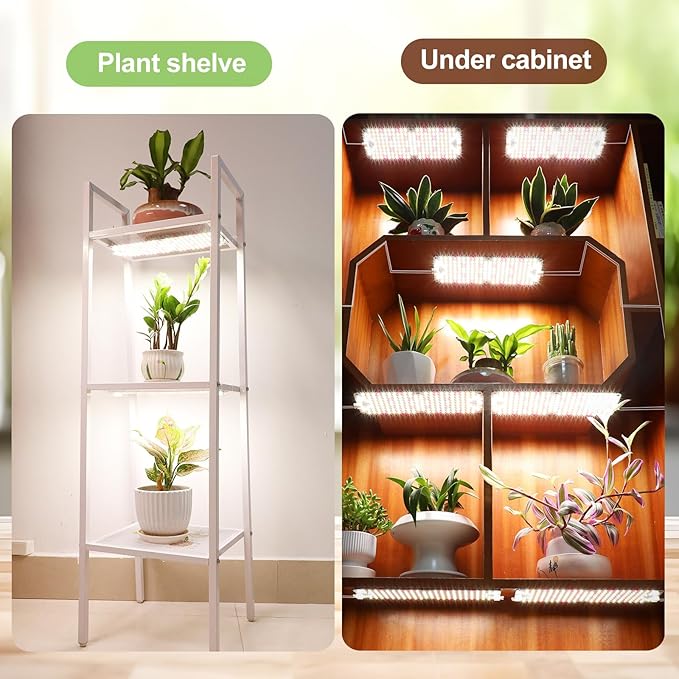 4Pack 2026 Ultra-Thin Panel Grow Lights for Seed Starting, Vegetables, Greenhouse & Under Cabinet & Shelf Plants with Timer 4/8/12/16/20H, Free Connect Full Spectrum Indoor LED Plant Growing Lamps