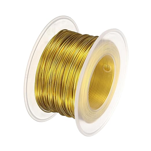 HARFINGTON Bonsai Wire Anodized Aluminum Training Wire Roll 0.8mm Gauge 98ft Length Bendable Bonsai Tree Wire for Garden, Horticulture, Landscape, Planting, Yellow
