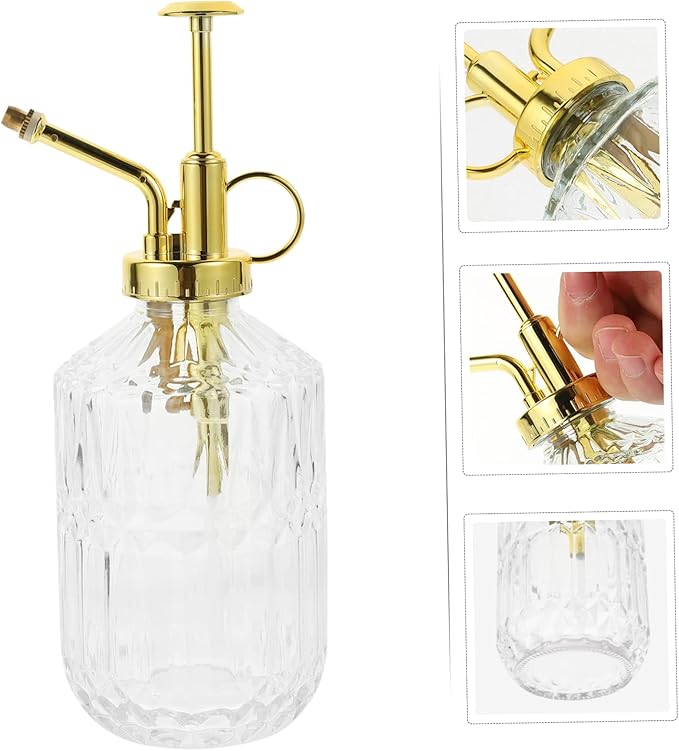 POPETPOP Glass Plant Mister Spray Bottle Continuously Mist Spray Retro Vintage Design for Plants