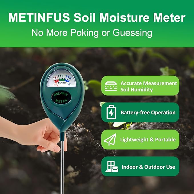 Green Soil Moisture Meter, Plant Water Meter, Soil Water Tester for Houseplants, Hygrometer Sensor Water Monitor for Indoor Outdoor Garden, Potted Plants, Farm, Lawn, No Battery Needed