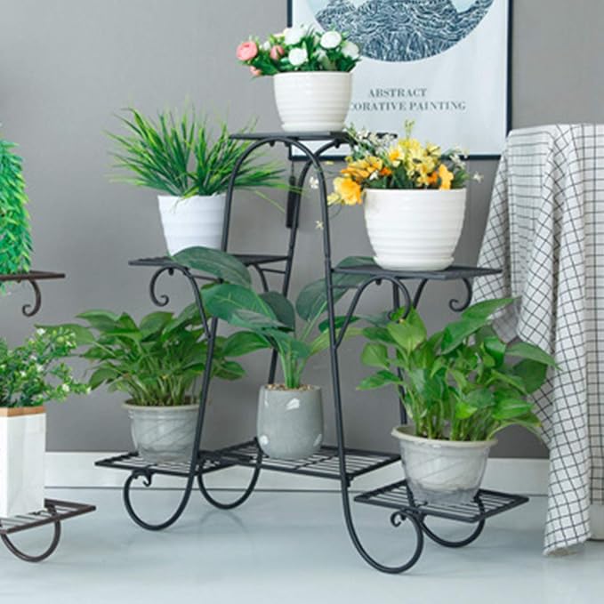 6 Tier Plant Stand, Indoor and Outdoor Flower Display Shelf for Multiple Plants, Patio Plant Rack with Tiered Design