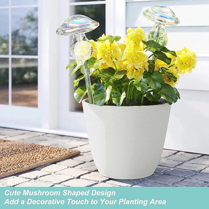 Kingbuy Iridescent Mushroom Self-Watering Globes for Plants - 4 Pack Automatic Plant Waterer Indoor/Outdoor, Plant Watering Devices with Continuous Moisture Supply, No Electricity Needed
