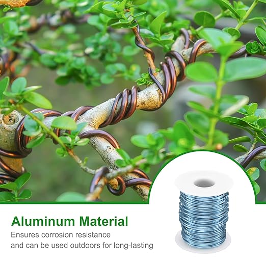 HARFINGTON Bonsai Wire Anodized Aluminum Training Wire Roll 1.5mm/15 Gauge 98ft Length Bendable Bonsai Tree Kit for Garden, Horticulture, Landscape, Planting, Gray Blue