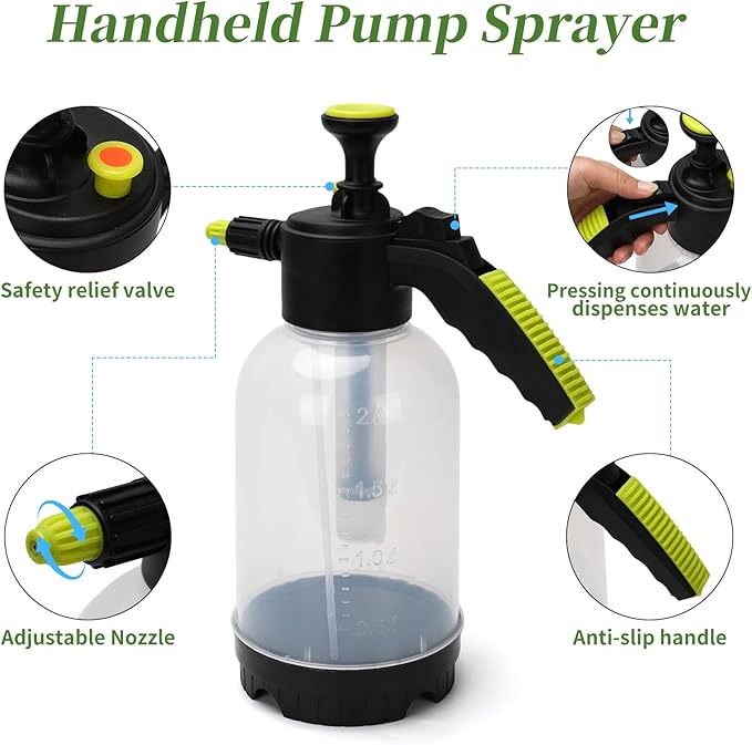 Handheld Pump Sprayer for Hanging Plants with 24.4" Long Spout, Watering Bottle Sprayer for Watering Hanging Plant Basket, Hard to Reach High Plant for Indoor or Garden 2L(0.5Gal)