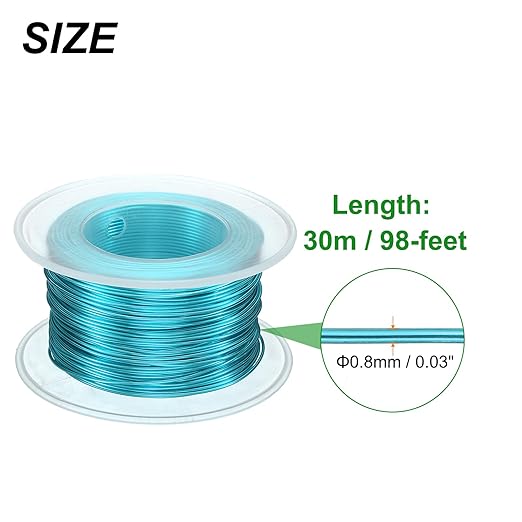 HARFINGTON Bonsai Wire Anodized Aluminum Training Wire Roll 0.8mm Gauge 98ft Length Bendable Bonsai Tree Wire for Garden, Horticulture, Landscape, Planting, Lake Blue