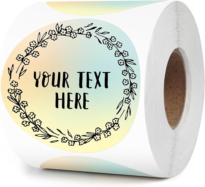 Yellow Gradient Thermal Labels Vinyl 3 Inch Self-Adhesive Dot Stickers Roll Waterproof Printable Round Decals Name Tag for QR Code DIY Office Address 500 PCS