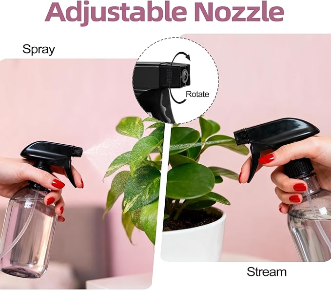 YOCASII 2PCS 500ml Glass Spray Bottles Set – Refillable spray bottles for Hair, Cleaning & DIY Solutions – Perfect for travel essentials, Home & Garden Use