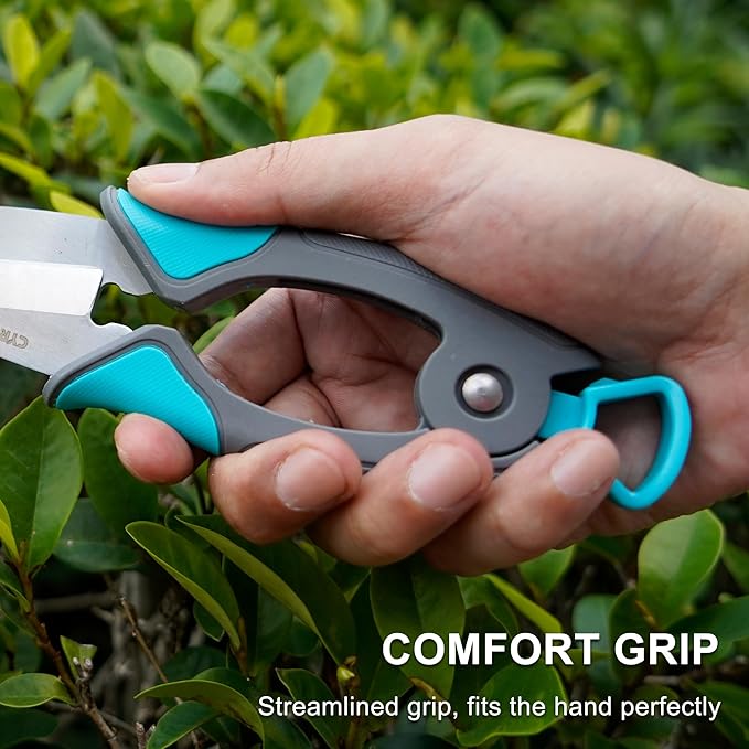 CYRUS 7" Pruning Shears Flower Shears Bonsai Shears Pruning Snips Small Gardening Scissors Carbon Steel Blades for Indoor Plants, Fresh Flower Cutting, Hydroponics