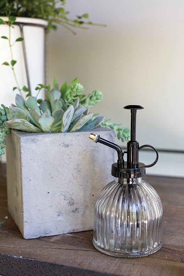 Carlise Plant Mister Spray Bottle| Glass Plant Mister for Indoor Plants l Indoor Plant Mister Decorative (3"x 3"x 6", Black) (70541)