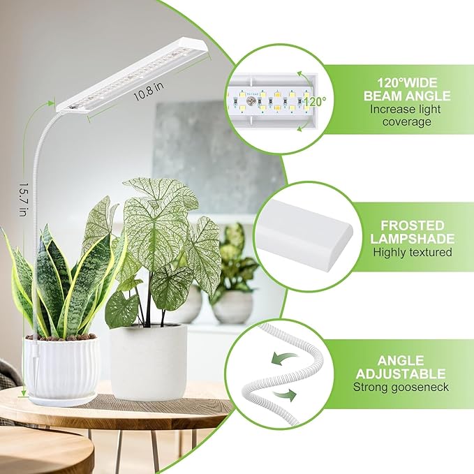FOXGARDEN Grow Light for Indoor Plants Growing, Full Spectrum Gooseneck Plant Light for Indoor Plants,52 LED Bright Grow Lamp with Auto On/Off Timer 4/8/12H, 4 Dimmable Brightness,3 Pack