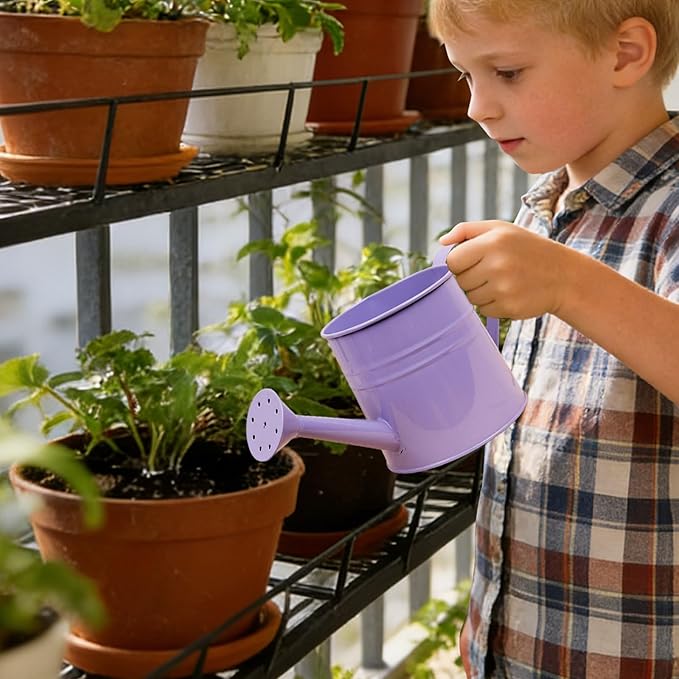 1.6L Watering Can for Indoor Outdoor Plants, Modern Small Watering Cans, Metal Flower Watering Can, Long Spout Watering Can-Colorful Plant Waterer for Indoor Bonsai Plants Garden Flowers (Purple)