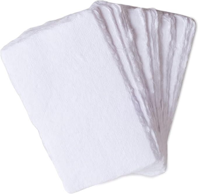 Wanderings Handmade Deckle Edge Tent Cards – Folded to 2"x3.5" – 150 GSM - 25-Pack – Textured Cotton Paper – Ideal for Blank Names, Table Settings, Gift Tags, Love Notes