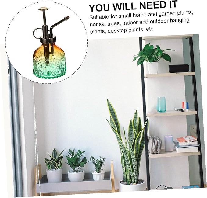 GALPADA Vintage Embossed Glass Plant Mister Gradient Water Spray Bottle for Gardening for Houseplant Care and Maintenance