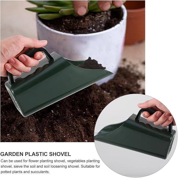 Kisangel Garden Soil Scoop Plastic Bucket Shovel 8.54 Inch for Planting Succulents Soil Sifting and Transplanting Tool