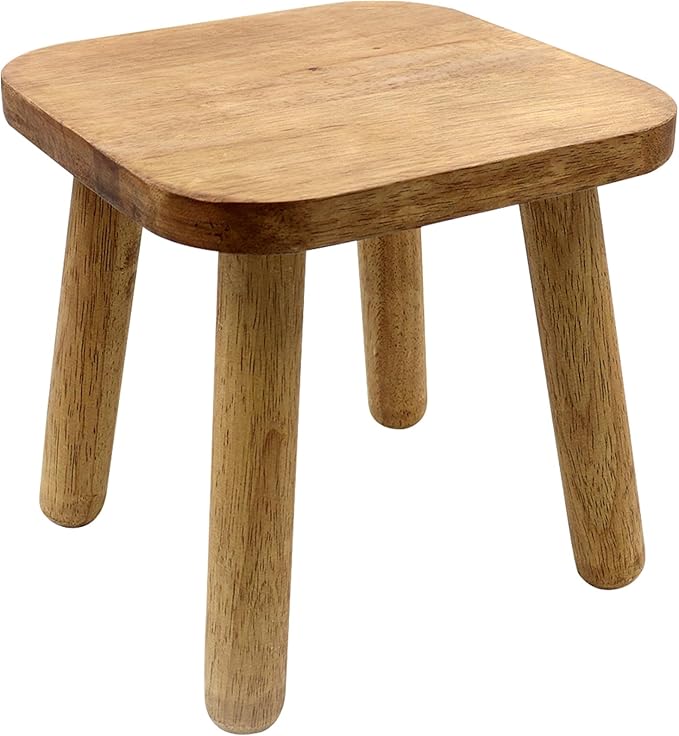 Small Wood Step Stool for Adults Solid Wooden Plant Stools Indoor Detachable Short Wooden Chair for Bedroom Kitchen Bathroom Plant Stand Decor (1 PCS)