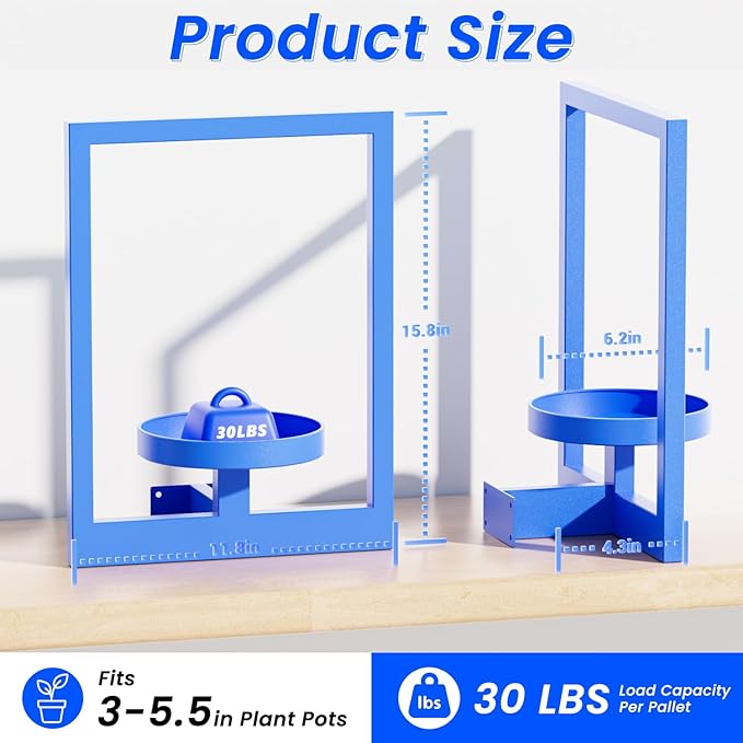 Wall Plant Shelf, Hanging Frame Decor Planter for Indoor Plants, Wall Plant Holder for Living Room/Entryway/Garden Flower Pot Holder Free Garden Shears (Square-Blue, 2pcs)