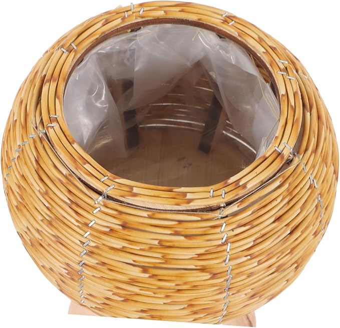 Totority Seagrass Flower Basket Stand Rattan Planter Holder Minimalist Plant Stand for Living