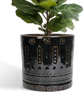 Eightpot Ceramic Pots for Plants - 12 Inch Large Planter with Drainage Hole and Saucer, Ceramic Flower Pots for Indoor Outdoor, Boho Round Planter, Patio Decor, Gifts for Plant Lover, Black