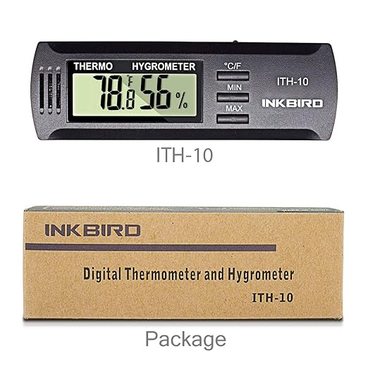 Inkbird ITH-10 Digital Thermometer and Hygrometer Temperature Humidity Monitor for Aging Box Guitar Ukulele