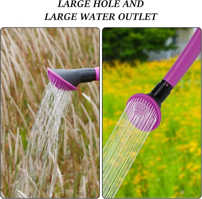 4L Foldable Watering Can with Rotating Nozzle & Long Spout for Plants, Indoor Outdoor Gardening, Clear Plastic-Purple