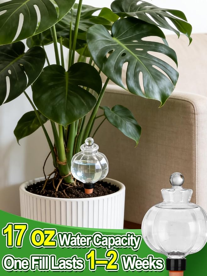 Bigmeta 4pcs 17oz Leakproof Plant Watering Globes - Top Fill Self Watering Planter Insert, Slow Release Water Bulbs with Terracotta Spikes for Indoor Plants