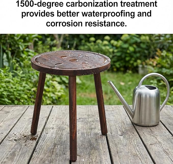 Amdermi 3-Pack Wood Plant Stands Indoor, Single Plant Stand for 6-12 Inch Pots, Mid-Century Modern Plant Stool, Tall Plant Stand for Large Plants for Living Room, Balcony, Office