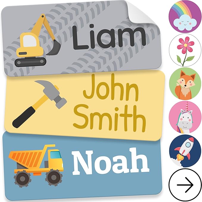 Personalized Name Labels for Kids (70 Labels) - Durable & Waterproof Custom Name Stickers for Clothing Tags, School Supplies, Camp & Daycare - Heavy Duty (1.2”x0.5”)