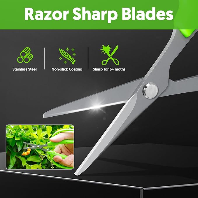 2PCS Garden Scissors, Curved Blade,6in Pruning Shears Snips Non-stick Coated Sharp Steel Blades - Gardening Tools Garden Shears for Plants Herb Flowers in Grow Tent and Hydroponics