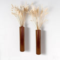 AIM & GGKK Wood Wall Vase for Flowers Set of 2, Wall Mounted Wooden Planters Holder for Indoor Plants, Bedroom Living Room Bathroom Kitchen Modern Decor