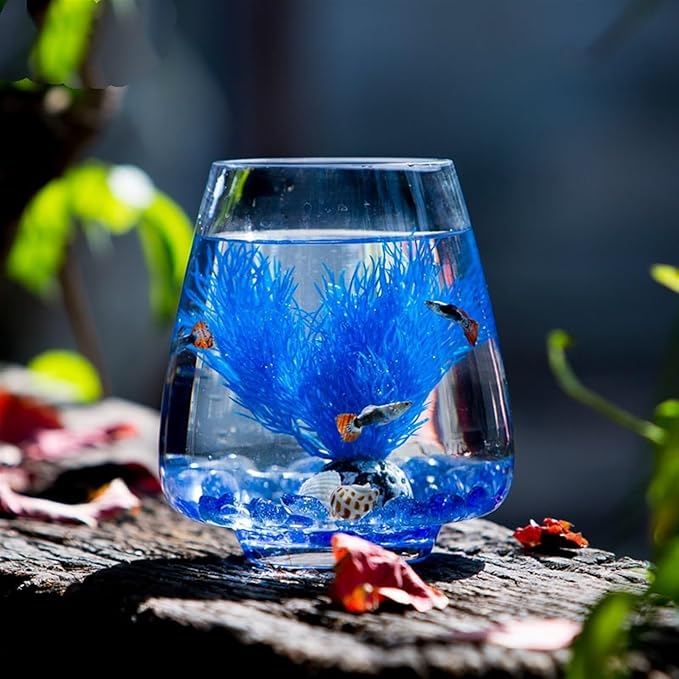 Decor Creative Transparent Glass Fish Tank Aquarium Desktop Living Room Small Goldfish Aquarium Office Hydroponics Plant Planter Starter(Large)