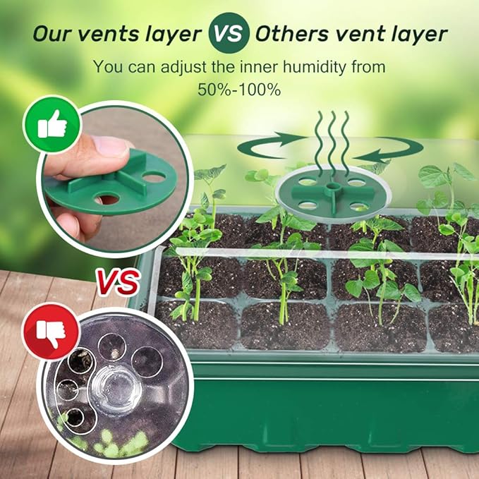 Bonviee 10 Packs Seed Starter Trays, Seed Starter Kit with Adjustable Humidity Dome