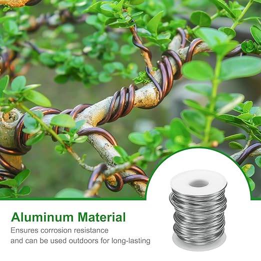HARFINGTON Bonsai Wire Anodized Aluminum Training Wire Roll 3mm/9 Gauge 33ft Length Bendable Bonsai Tree Wire for Garden, Horticulture, Landscape, Planting, Dark Silver