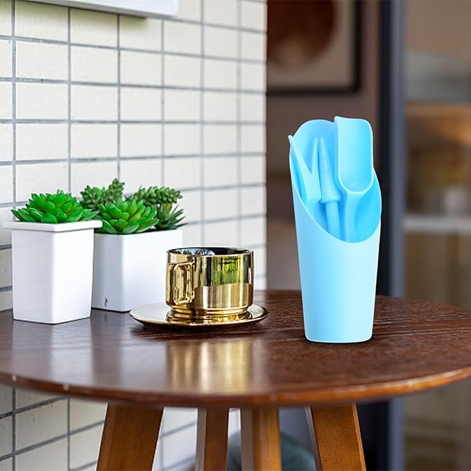 Garden Tool Set with Transplanter Scoop Bucket Shovel and Hole Punch for Succulent and Greenhouse Planting Four Piece Plastic Kit for Transplanting and Potting Tasks(Blue)