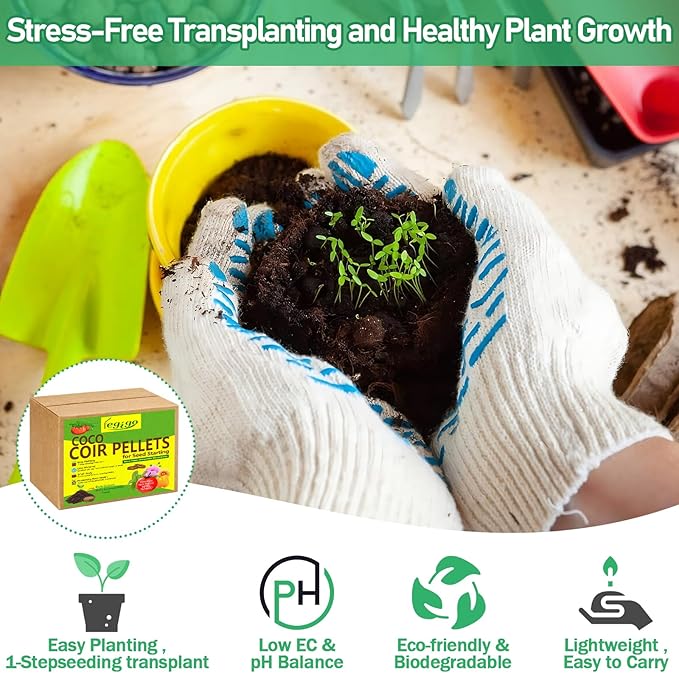 Legigo 50 Pcs 50mm Coco Coir Pellets Seed Starter Soil Mix- Organic Coconut Coir Potting Soil Pods for Seedling, Coco Peat Soil Discs for Indoor & Outdoor Plants Bonsai Herbs Vegetables and Flowers