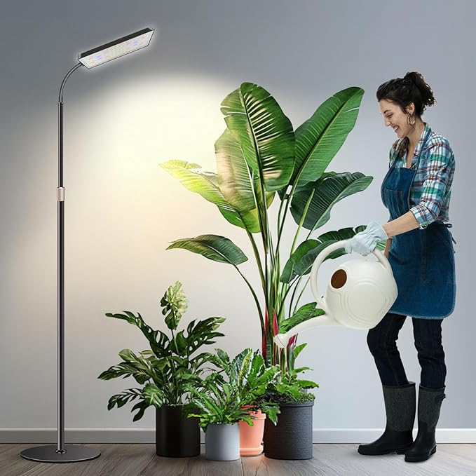 Wiaxulay Floor Plant Lights for Indoor Growing, 153 LED Full Spectrum Grow Light with Stand, Height Adjustable 24-68 in,4/8/12/16H Timer, 3 Lighting Modes,5 Brightness for Growing Large Tall Plants