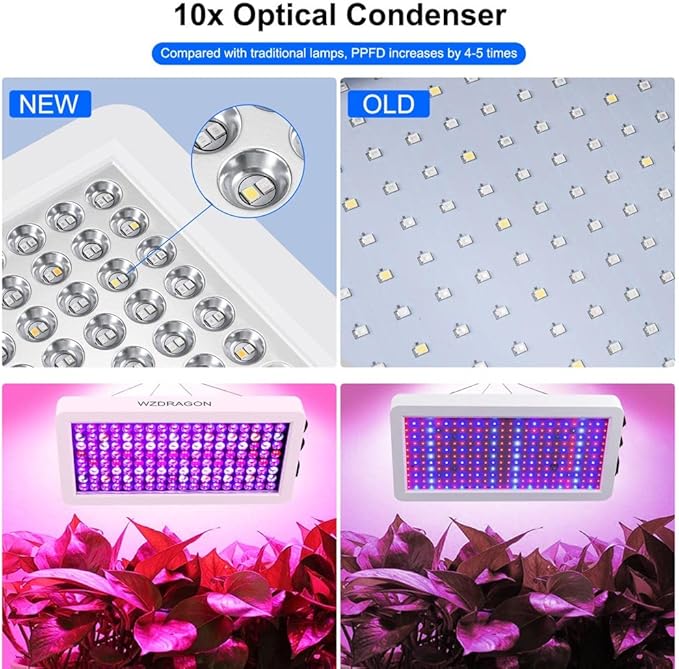Upgraded BW2000 LED Grow Lights Double Chips Full Spectrum with 10ft Cable for Greenhouse and Indoor Plant Veg and Flower Growing [White]