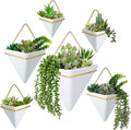 Rtteri 30 Pcs Fake Wall Planters with Artificial Plants for Indoor Wall Planter with Faux Plants Geometric Vase Pot (8.2/5.9/4 Inch) Ceramic Holder and Artificial Succulent for Home Office
