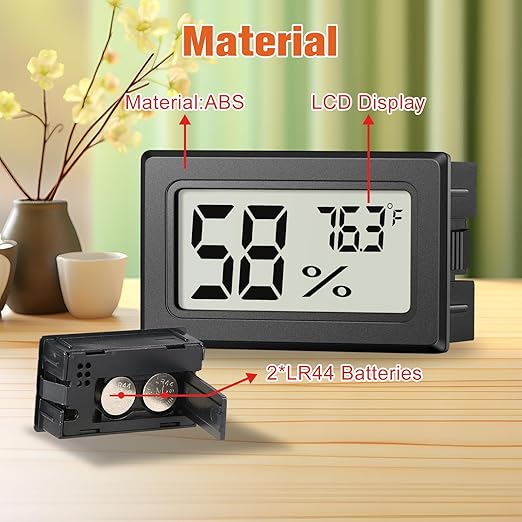 6 Pack Mini Hygrometer Indoor Humidity Meter, Small Digital Thermometer Humidity Gauge Meter, Indoor Thermometer Hygrometer Monitor Fahrenheit (℉) for Thermostat Reptile Tank, Mason Jars