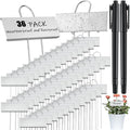 Maitys 38 Pcs Metal Plant Labels Garden Markers Outdoor Weatherproof 10.6 Inch Stainless Steel Nursery Tags Reusable Bulk with Pens for Flower Fruit Vegetable Seedling (Silver Label with Black Ink)