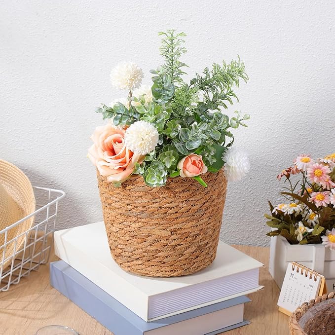 BESPORTBLE 2pcs Woven Rattan Flower Basket for Indoor Plants Decorative Plant Baskets Design Multi-Functional Storage