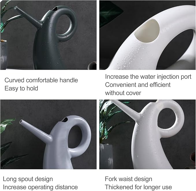 1.5L Watering Can for Indoor Outdoor Plants, Creative Sheep Horn Shape ABS Plastic Plant Small Watering Can for Indoor Plants, Long Spout Watering Cans for House Plant Garden Flower