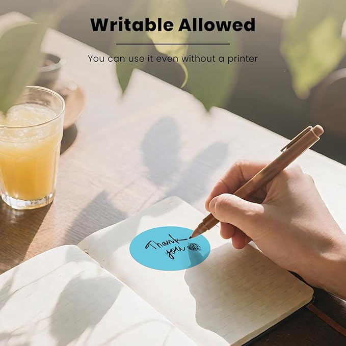 Blue Round Thermal Labels 3 Inch Vinyl Circle Waterproof Direct Printer Sticker Self-Adhesive Perforated Name Tag for Logo DIY QR Design Office Address 500 PCS