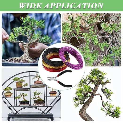 Bonsai Wire for Bonzai Trees,1.5mm x 10m/roll Aluminum Bonsai-Training Wires with Hand Plier Cutter,Adjustable Easy to Bend Anodized-Wires for Bonsai-Tree Training DIY Tools(4roll)
